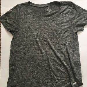 Hollister army green raw edge tee shirt